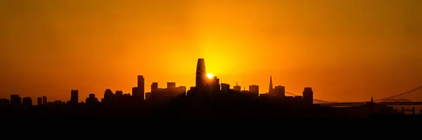 Golden Hour Silhouette Cityline San Francisco Bay Area California Usa Royalty Free Stock Images
