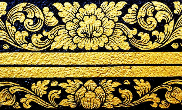 태국 전통 양식의 예술 창에 그림에 꽃 패턴 — 스톡 사진