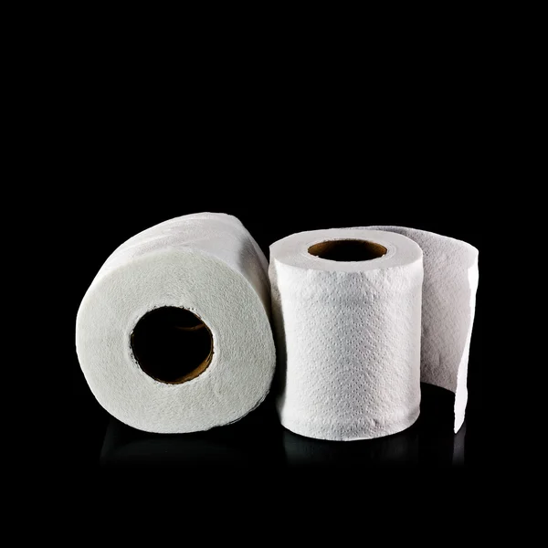 Toilet paper isolated on black background — Stock Photo, Image