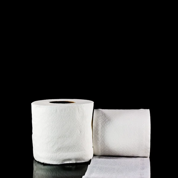 Toilet paper isolated on black background — Stock Photo, Image