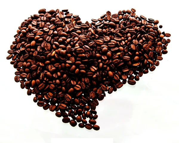 Roasted coffee beans in the shape of the heart. — Stock Photo, Image