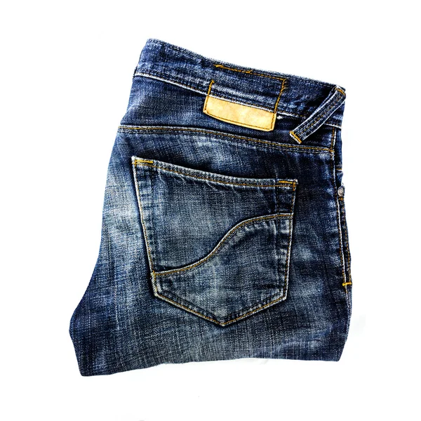 Jeans azul em um fundo branco — Fotografia de Stock