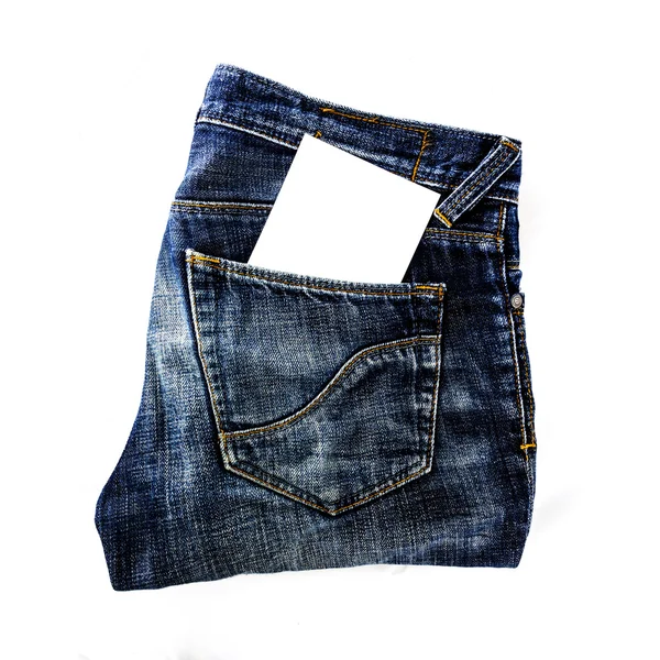 Jeans pocket with paper with space for text — Stock Photo, Image