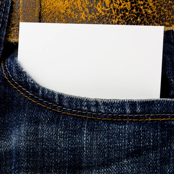 Jeans pocket with paper with space for text — Stock Photo, Image