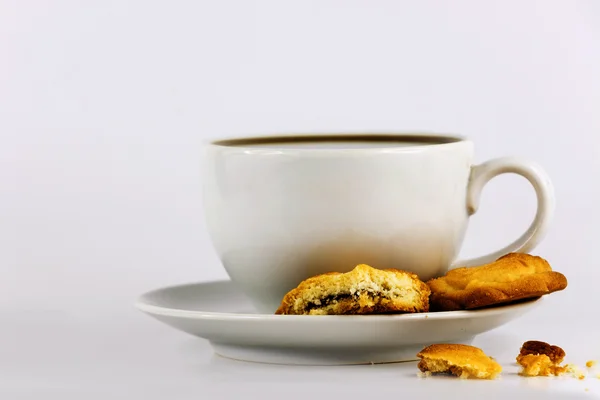 White cup of coffee with cookies — Stock Photo, Image