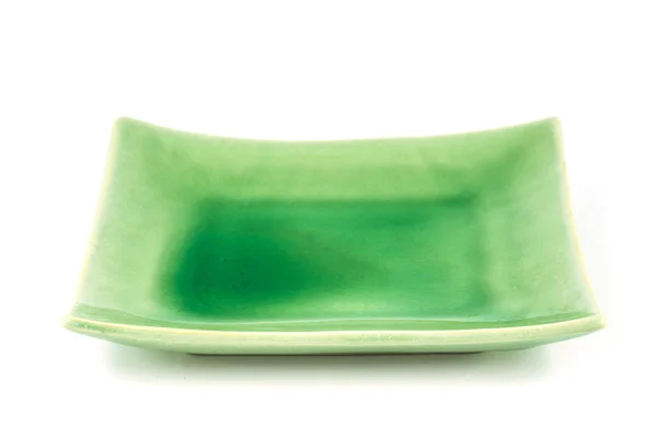 Empty green dish isolated on white background — Stock Photo, Image