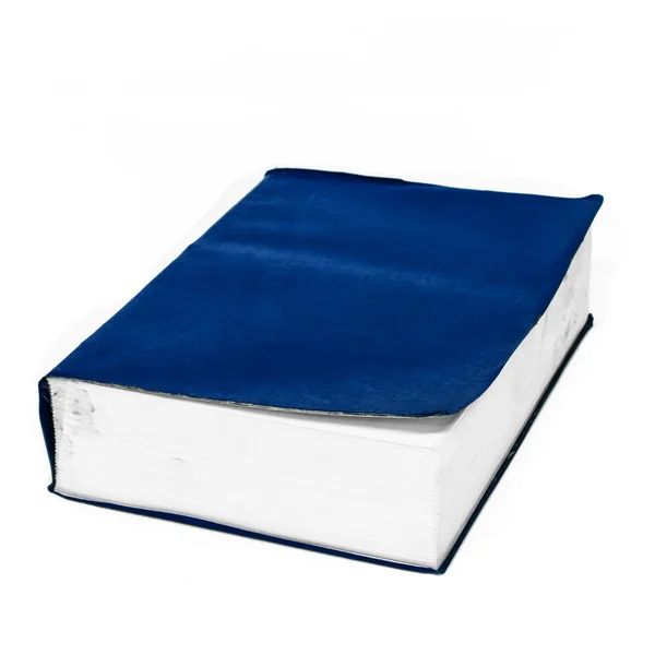 Livre simple couverture rigide bleu isolé sur fond blanc — Photo