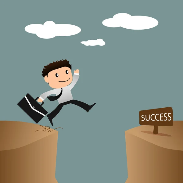 Risk to success concept.businessman jumping over gap. — ストックベクタ
