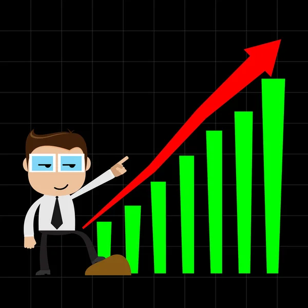 Бизнесмен указывает на график прибыли — стоковый вектор