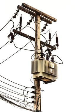 Elektrik yazı üzerine beyaz izole