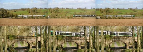 Railway bridge over road country lane footpath countryside — Stock Photo, Image