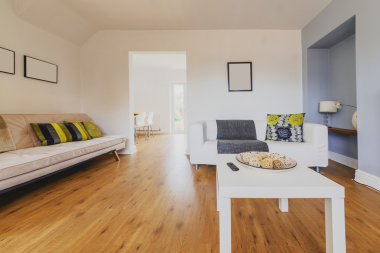 Lounge area in newly restored rebuilt house