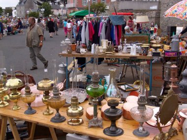Sokak pazarı Roscoff Brittany Fransa Avrupa