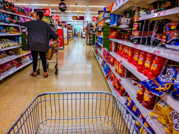 Interiér Sainsburys Supermarket Nákupní Trh Anglie Evropa — Stock fotografie