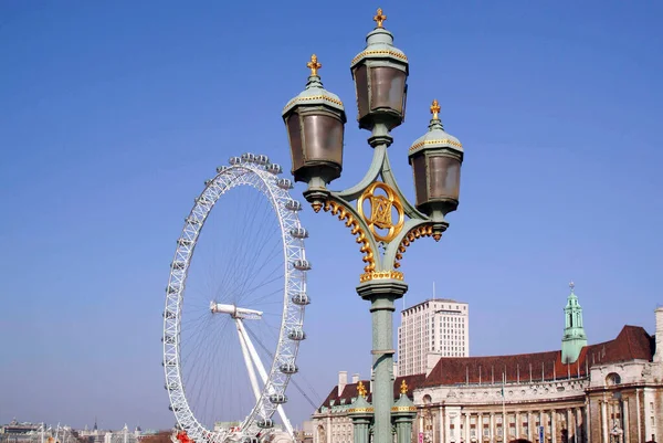 Ojo Londres Rueda Grande Junto Río Támesis Inglaterra Reino Unido —  Fotos de Stock