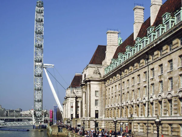 London Szem Nagy Kerék Mellett Folyó Temze Anglia — Stock Fotó