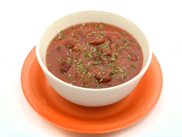 Schüssel vegetarischer Chili auf weißem Hintergrund — Stockfoto