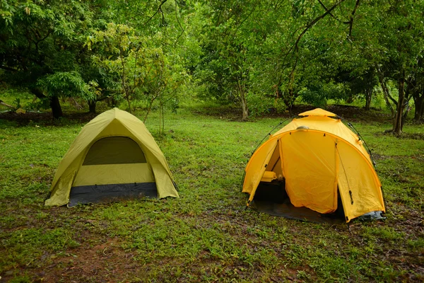 Duas tendas no acampamento no verão — Fotografia de Stock