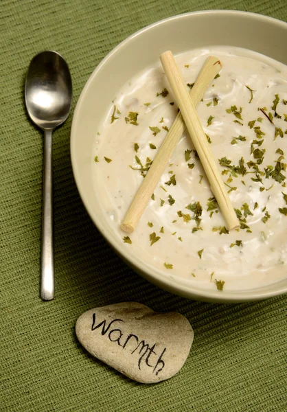 Creamy lemongrass soup for warmth — Stock Photo, Image