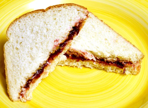 Close up of peanut butter and jelly sandwich — Stock Photo, Image