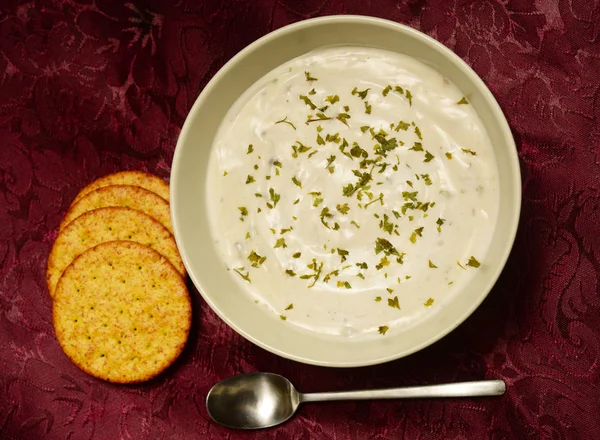 Cream van kip of crème van champignonsoep — Stockfoto