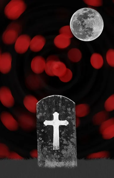 Lapide in cimitero per Halloween — Foto Stock