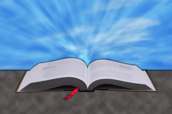 Concept of rays from heaven shining down on a Christian bible — Stock Photo, Image