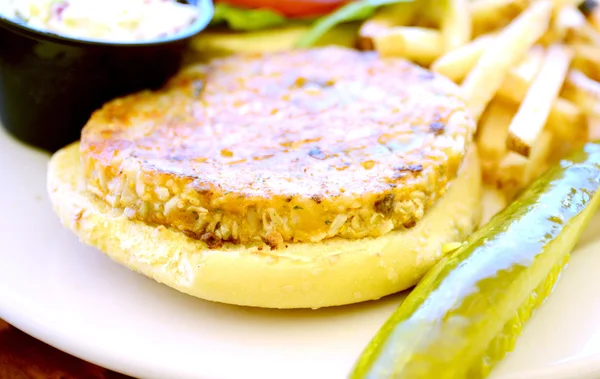 素食汉堡的特写镜头 — 图库照片
