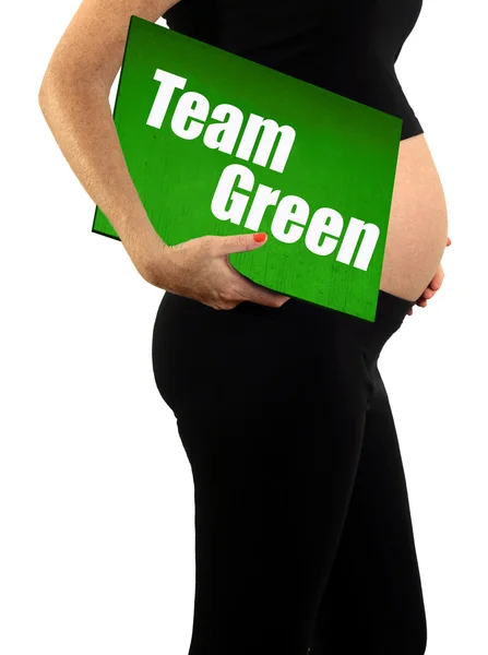 Team green or gender surprise pregnancy concept — Stock Photo, Image