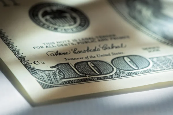 Corner of hundred dollar bills — Stock Photo, Image