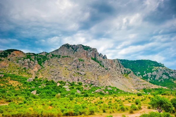 Гора Демерджи в пасмурной тени. Украина, Крымский полуостров . — стоковое фото