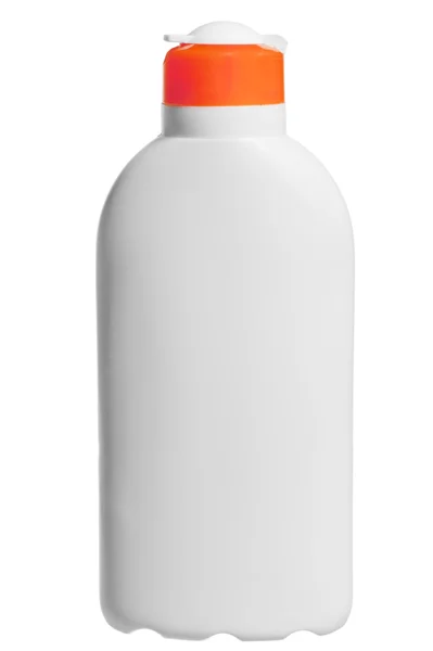 Bouteille cosmétique en blanc sur fond blanc — Photo
