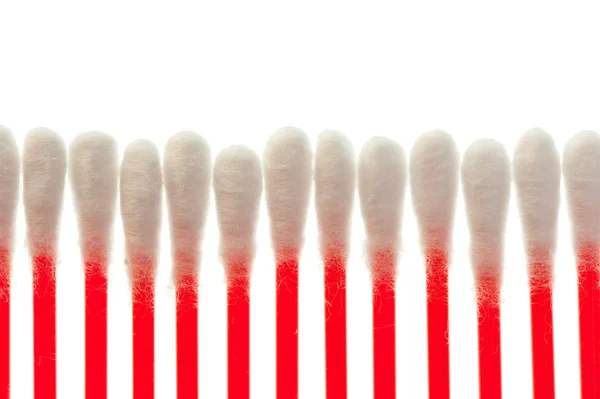 Cogollos de algodón puro alineados en fila — Foto de Stock
