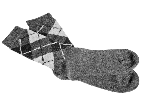 Kaus kaki musim dingin yang hangat dengan pola abu-abu — Stok Foto