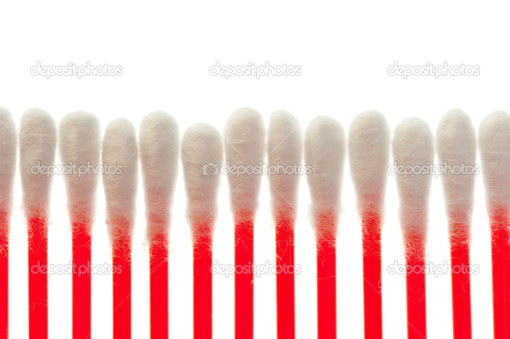 pure cotton buds lined up in a row