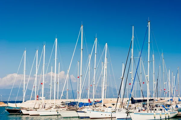 Alberi di yacht al porto turistico — Foto Stock
