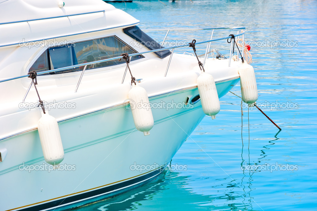 White fenders on aboard the yacht