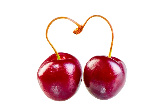 Two cherries form the heart — Stock Photo, Image