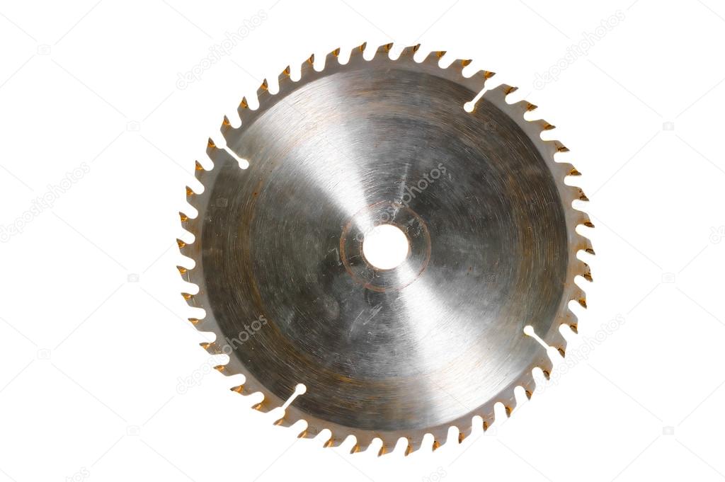 steel blade for a circular saw on a white background