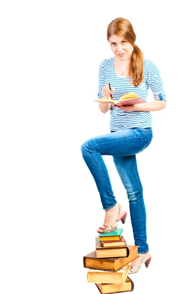 Beautiful young student with the literature — Stock Photo, Image