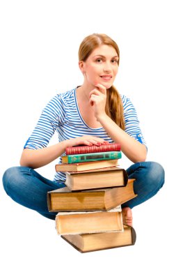 esmer bir kitap yığını ile konuyu öğrenmek için