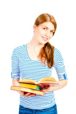 açık bir kitap ile güzel genç kız