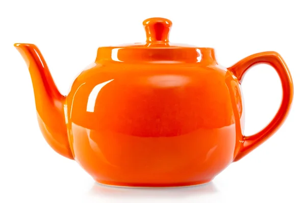 Bright orange teapot on a white background Stock Photo