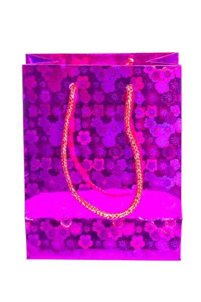 Una bolsa de regalo rosa sobre fondo blanco —  Fotos de Stock
