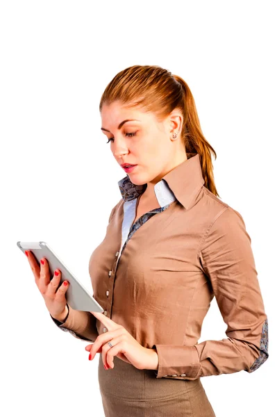 Beautiful girl with tablet computer in the hands of — Stock Photo, Image