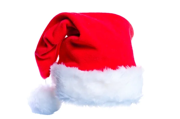 在白色背景上的红色圣诞老人帽子。 — 图库照片