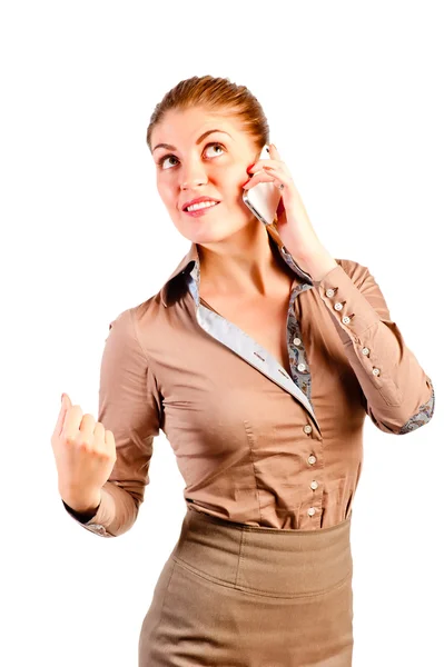 Exitosa mujer de negocios hizo un trato por teléfono —  Fotos de Stock
