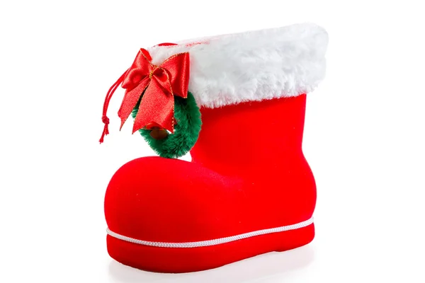 Christmas red boot on white background — Stock Photo, Image