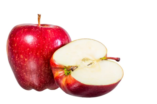 Hermosa manzana jugosa roja sobre un fondo blanco — Foto de Stock