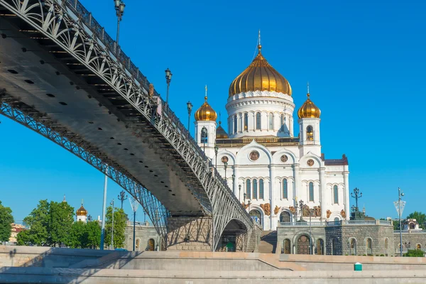 Bridge over the Moscow river and church Stock Image